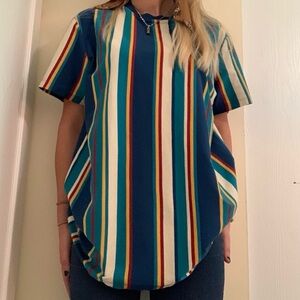 Vintage Colorful Striped Short Sleeve Tee
